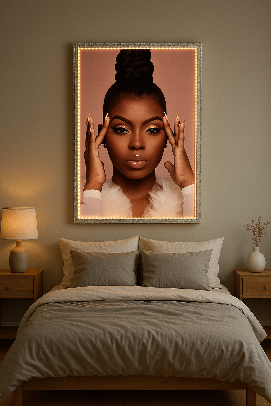 Make Your Wall Sparkle: 24x36 LED Frame with Rhinestone Border