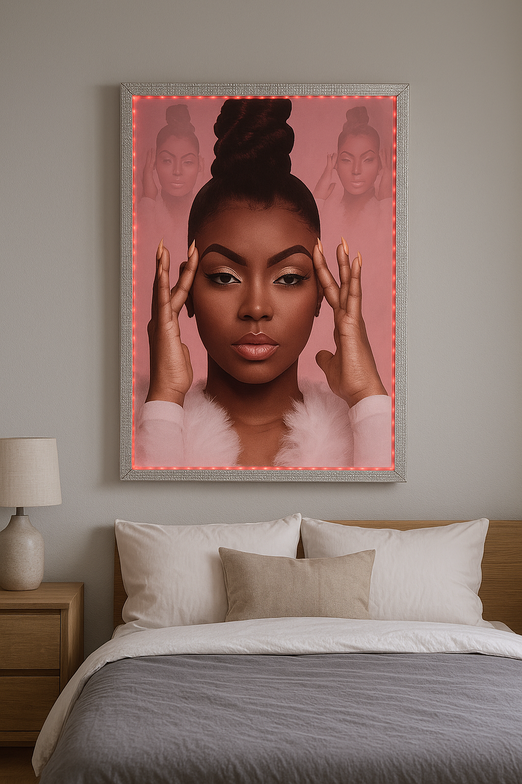 Make Your Wall Sparkle: 24x36 LED Frame with Rhinestone Border