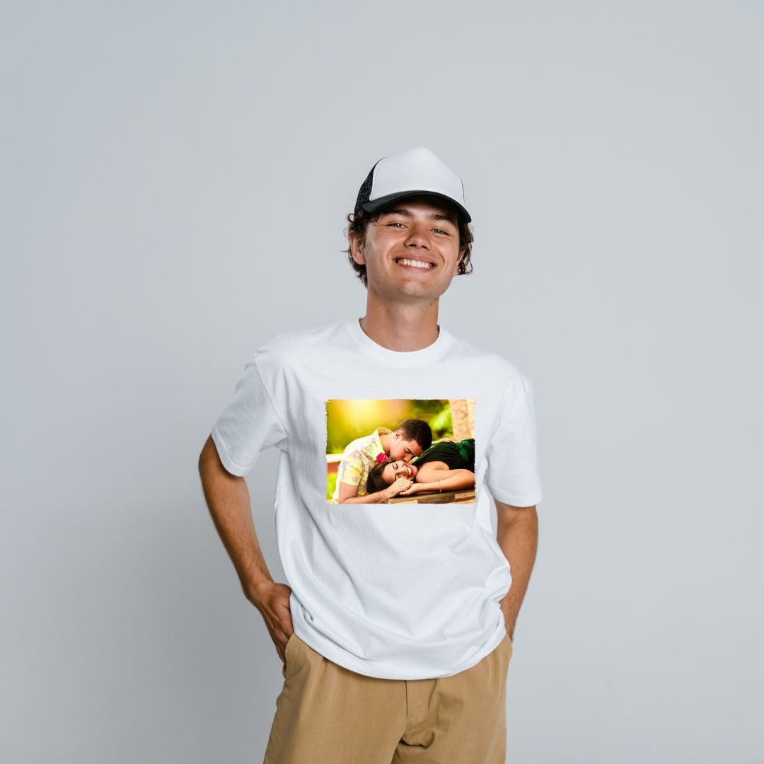 T-shirt Unisexe Personnalisé – Ajoutez Votre Image, Texte ou Photo | Impression Recto/Verso | Créez Votre Vêtement Unique sur Mesure